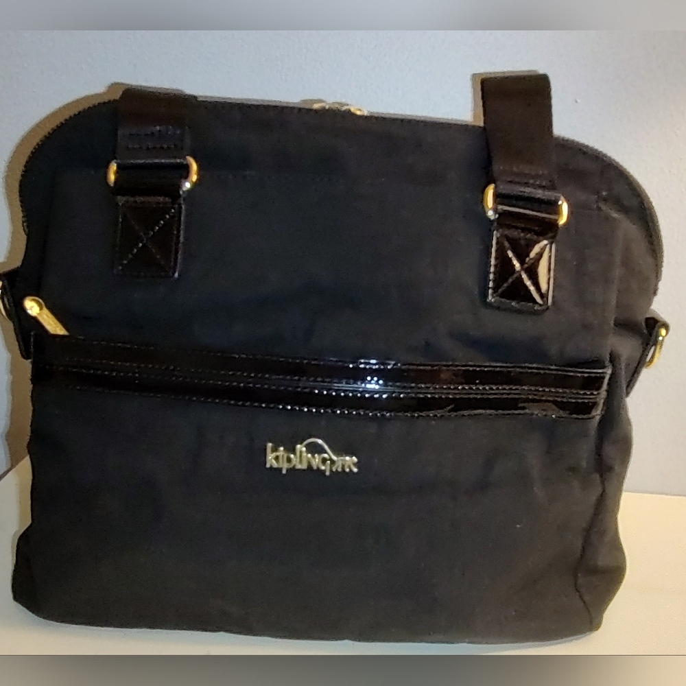 Kipling Dolan Tote/Crossbody Bag With Faux Patent Leather Trim.
